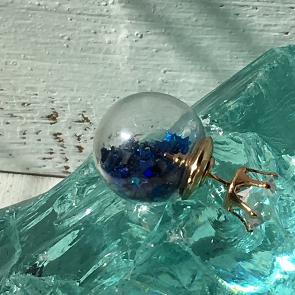 Royal Blue Double Stud Earrings - Picture 6 of 8